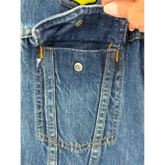 Vintage Denim Trucker Jacket Custom Mens Medium Patchwork One of a Kind - Picture 3 of 11